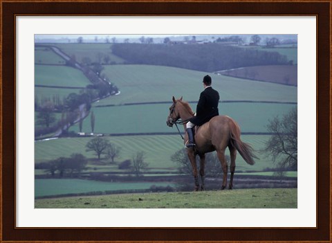 Framed Man on horse, Leicestershire, England Print