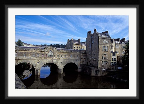 Framed River Avon Bridge with Reflections, Bath, England Print