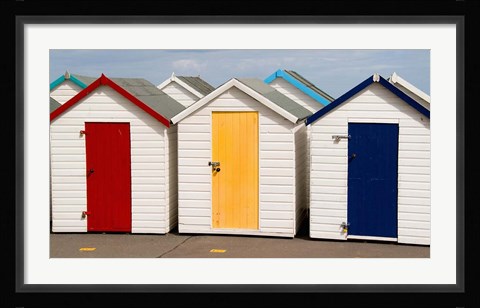 Framed Bath Houses in Paignton, Devon, England Print