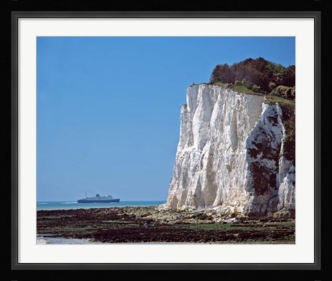Framed England, County Kent, White Cliffs of Dover, Ship Print