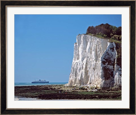 Framed England, County Kent, White Cliffs of Dover, Ship Print