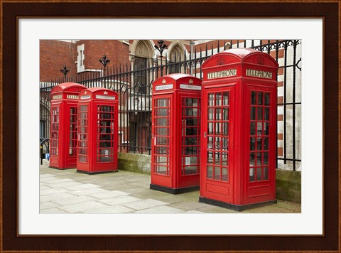 Framed Phone boxes, Royal Courts of Justice, London, England Print