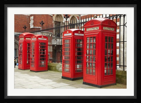 Framed Phone boxes, Royal Courts of Justice, London, England Print