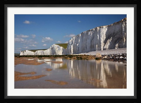 Framed Seven Sisters Chalk Cliffs, Birling Gap, East Sussex, England Print