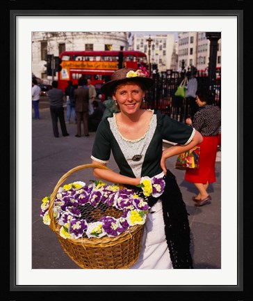 Framed Flower Vendor, London, England Print