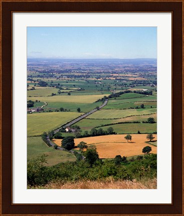 Framed Farmland from Sutton Bank, North Yorkshire, England Print