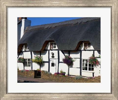 Framed Thatched Cottage, Warwickshire, England Print