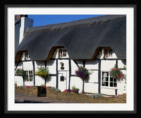 Framed Thatched Cottage, Warwickshire, England Print