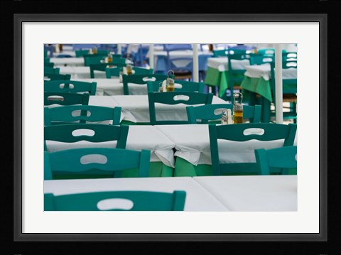Framed Cafe Tables, Fiskardo, Kefalonia, Ionian Islands, Greece Print