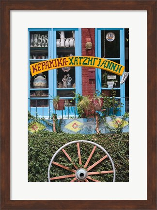 Framed Ceramic Shop, Agiasos, Lesvos, Mytilini, Aegean Islands, Greece Print