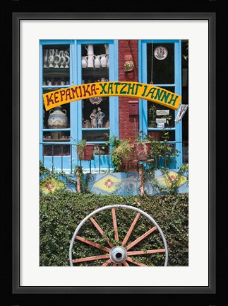 Framed Ceramic Shop, Agiasos, Lesvos, Mytilini, Aegean Islands, Greece Print