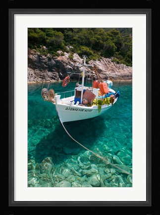 Framed Greece, Ionian Islands, Zakynthos, Fishing Boat Print