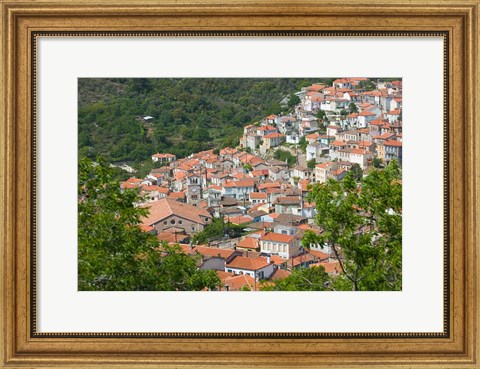 Framed Hillside Town View, Agiasos, Lesvos, Mytilini, Aegean Islands, Greece Print