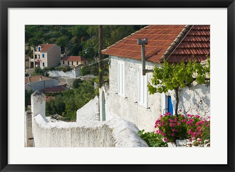 Framed Hillside Vacation Villa Detail, Assos, Kefalonia, Ionian Islands, Greece Print