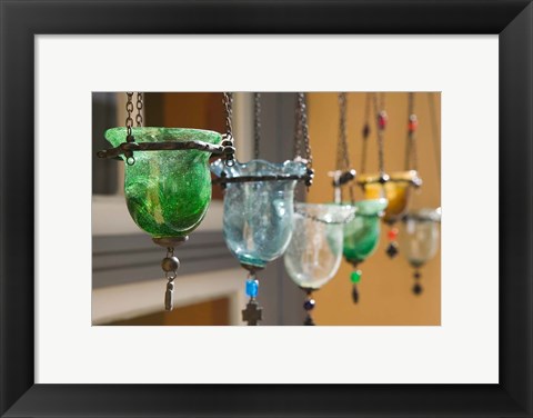 Framed Manolates Glassware, Manolates, Samos, Aegean Islands, Greece Print