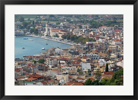 Framed Morning Town View from Venetian Kastro Castle, Zakynthos, Ionian Islands, Greece Print