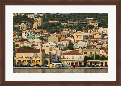 Framed Morning View of Town from Argostoli Bay, Argostoli, Kefalonia, Ionian Islands, Greece Print