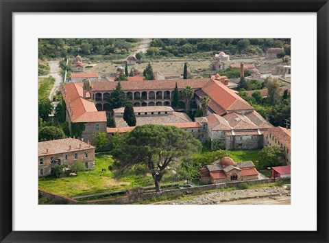 Framed Overview of Limonos Monastery, Filia, Lesvos, Mithymna, Aegean Islands, Greece Print