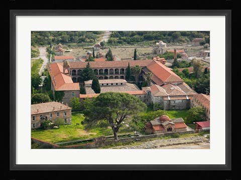 Framed Overview of Limonos Monastery, Filia, Lesvos, Mithymna, Aegean Islands, Greece Print