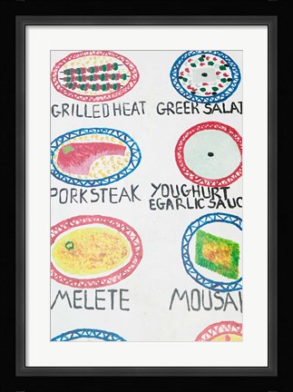 Framed Restaurant Sign, Anafonitria, Zakynthos, Ionian Islands, Greece Print