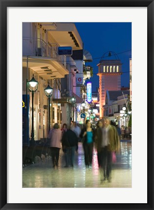 Framed Shoppers on Lithostrotou Street, Argostoli, Kefalonia, Ionian Islands, Greece Print