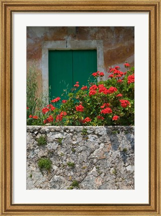 Framed Vacation Villa Wall with Flowers, Matsoukata, Kefalonia, Ionian Islands, Greece Print