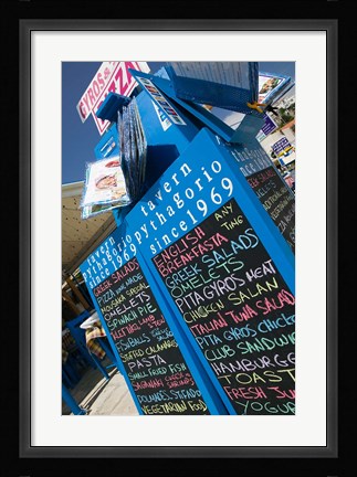 Framed Waterfront Restaurant Sign, Pythagorio, Samos, Aegean Islands, Greece Print