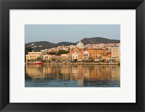 Framed Waterfront View of Southern Harbor, Lesvos, Mithymna, Northeastern Aegean Islands, Greece Print