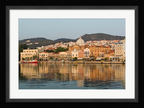 Framed Waterfront View of Southern Harbor, Lesvos, Mithymna, Northeastern Aegean Islands, Greece Print
