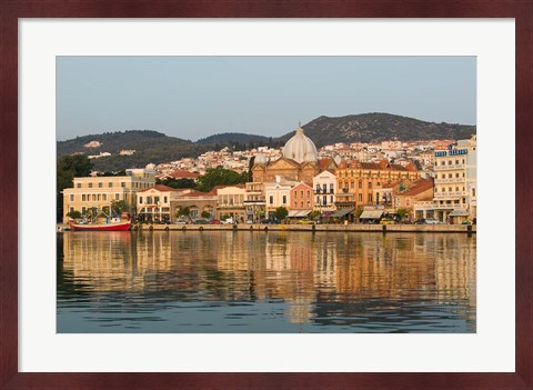 Framed Waterfront View of Southern Harbor, Lesvos, Mithymna, Northeastern Aegean Islands, Greece Print