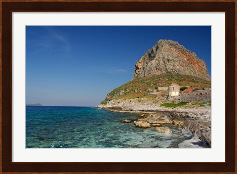Framed Greece, Peloponnese, Rock of Monemvasia Print