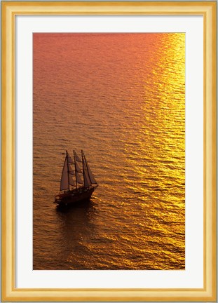 Framed Big masked sailboat, Oia, Santorini, Greece Print