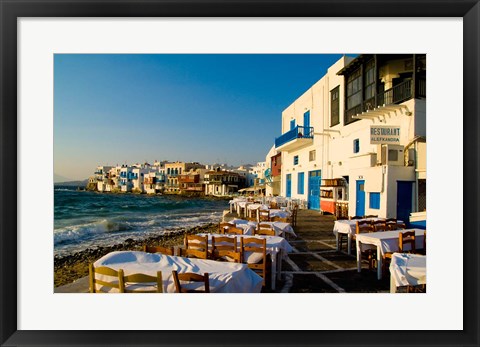 Framed Little Venice, Mykonos, Greece Print