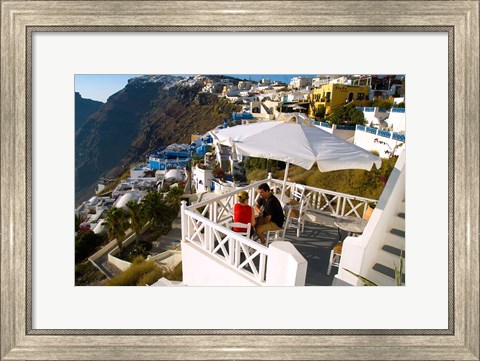Framed Mountain Cliffs of Fira, Santorini, Greece Print