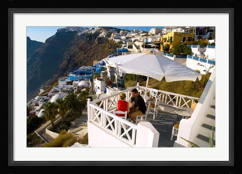 Framed Mountain Cliffs of Fira, Santorini, Greece Print