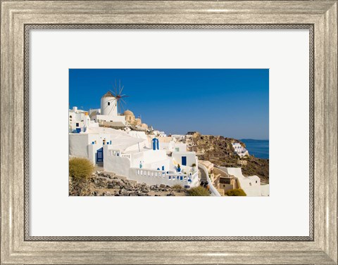 Framed Mountain Cliffs Oia, Santorini, Greece Print