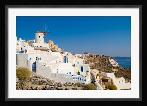 Framed Mountain Cliffs Oia, Santorini, Greece Print