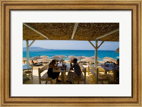 Framed St Stefanos Beach, Mykonos, Greece Print