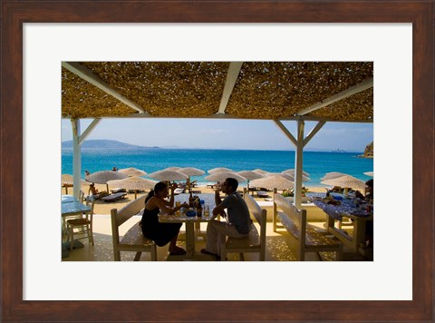 Framed St Stefanos Beach, Mykonos, Greece Print