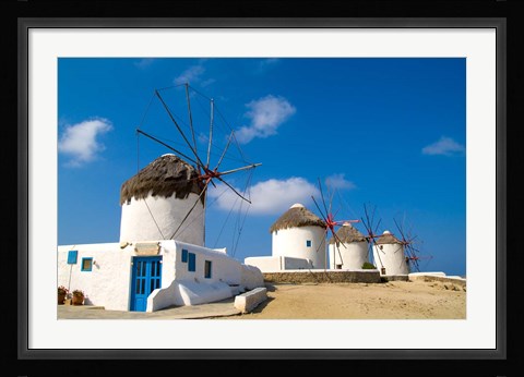 Framed Traditional Windmill, Mykonos, Greece Print