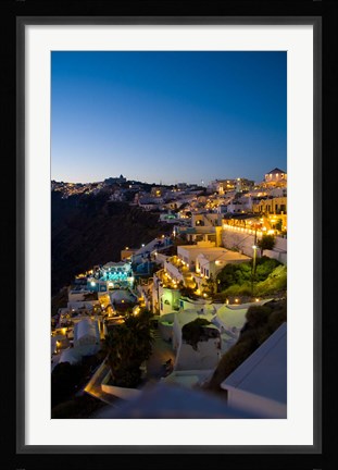 Framed White Buildings at Night, Fira, Santorini, Greece Print