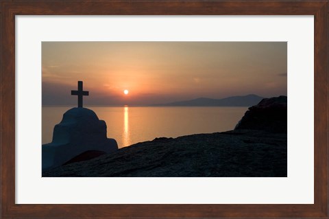 Framed Greece, Mykonos, Hora, Greek Orthodox church Print