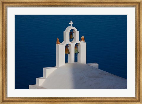 Framed Greece, Santorini, Imerovigli, Church Bell Tower Print
