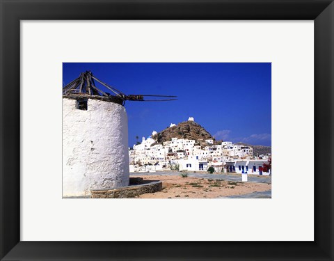Framed White and Blue Colors of Life, Ios, Greece Print
