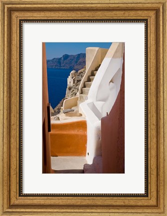 Framed Stairways and Old Cathedral, Oia, Santorini, Greece Print