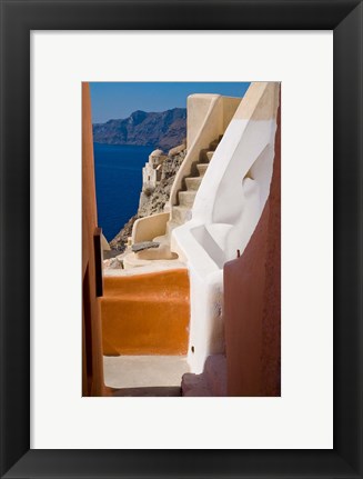 Framed Stairways and Old Cathedral, Oia, Santorini, Greece Print