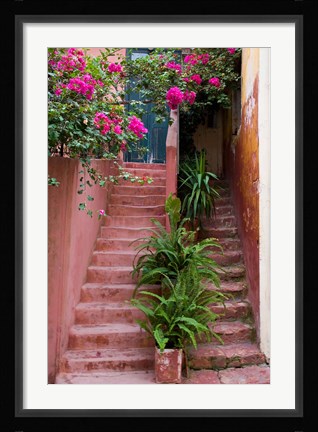Framed Colorful Stairways, Chania, Crete, Greece Print