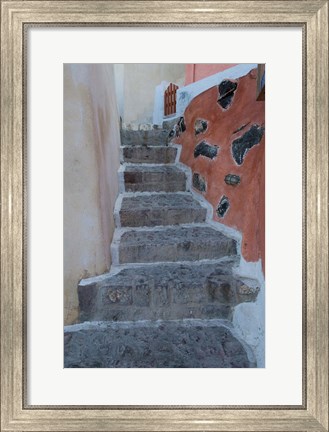 Framed Old Stairway, Oia, Santorini, Greece Print
