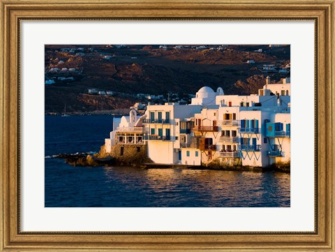 Framed Shoreline of Little Venice, Hora, Mykonos, Greece Print
