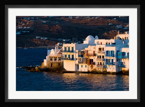 Framed Shoreline of Little Venice, Hora, Mykonos, Greece Print